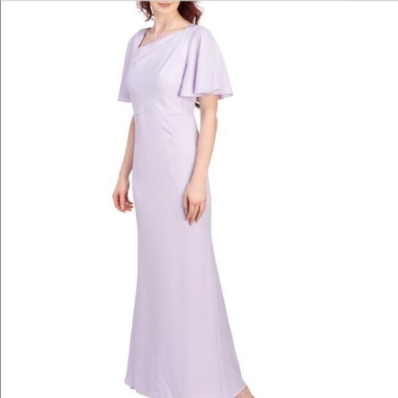 VINCE CAMUTO Asymmetrical Flutter Sleeve Gown, 4 - Picture 4 of 10